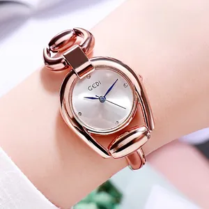 Luxury Women Bangle Wristwatch Horsebit Alloy Case Rhinestone Dial Waterproof Quartz Fashion Bracelet Watch Elegant Jewelry Gift