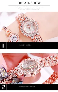 Detail of rose gold quartz watch showing mineral glass and IP plating finish