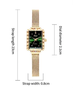 Misure orologio quarzo quadrato: quadrante 2,1cm, cinturino 23cm e larghezza 0,8cm