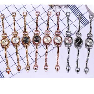 Elegant women's metal chain bracelet quartz watch set with multiple colored dials