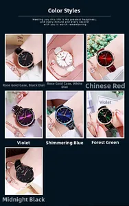 Detail view of GEDI quartz watch collection in multiple colors with rose gold finish