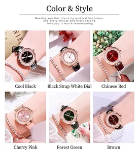 Collage di orologi al quarzo moda donna con castoni in strass e cinturini in pelle