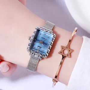 Orologio Gedi da donna quadrato al quarzo con quadrante blu e bracciale stella
