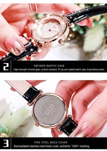 Macro della cassa dell'orologio in oro rosa con lunetta in cristallo e fondello in acciaio