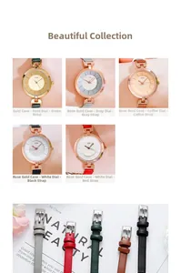 Detail of five vintage quartz watches with leather straps and metallic cases on a magazine