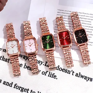 Orologio da donna ottagonale in oro rosa con cinturino in acciaio e datario a 5 colori