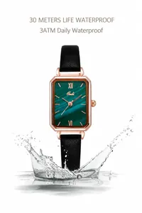 Detail of Gedi quartz watch with green malachite dial and water splash effect