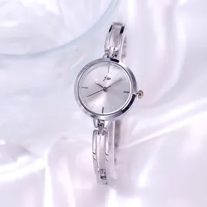 Minimalist Round Quartz Watch For Women Alloy Hollow Bangle Strap Sunray Dial Fashion Wristwatch Ladies Jewelry Gift