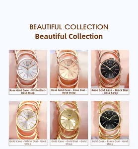 Dettaglio di orologi a bracciale in stile bohémien con varie finiture e colori del quadrante