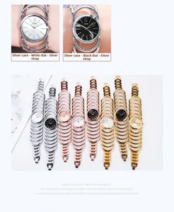 Orologi da donna al quarzo con cinturino in metallo traforato in argento, oro e rosa