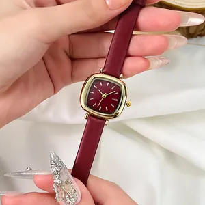 GEDI Damen Vintage Quadratisch Quarzuhr Wasserdicht Lederarmband Elegant Minimalistisch Mode Armbanduhr Geschenk