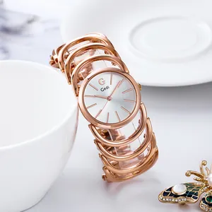 Orologio al Quarzo Gedi da Donna Moda Bohemienne Bracciale in Metallo Intagliato Oro Rosa Oro Argento Resistente all'Acqua Orologio da Polso Elegante