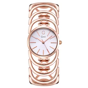 Orologio al quarzo da donna in oro rosa con bracciale geometrico a maglie unico
