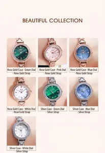Luminous quartz watch collection in rose gold and silver with mesh bands and crystals