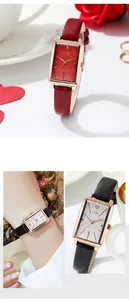 Detail der GEDI quadratischen Vintage-Quarzuhr mit Lederarmband und Roségold-Gehäuse