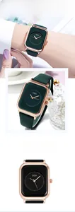 Detail of GEDI square women's watch with rose gold case and stylish jelly color strap
