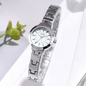 Elegant Women Fashion Quartz Watch Alloy Metal Strap Rhinestone Dial Minimalist Water Resistant Round Wristwatch For Ladies