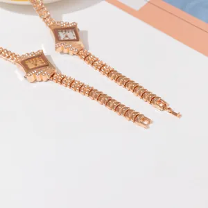 Luxury rose gold diamond-encrusted bracelet watch for women with a starry sky dial style