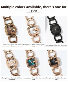 Vue détaillée de six variantes de couleurs des montres quartz de luxe GEDI pour femme