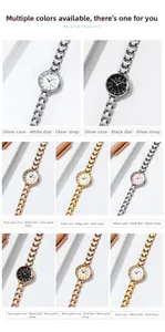 Multiple styles of women's quartz watches with metallic mesh bands in various colors
