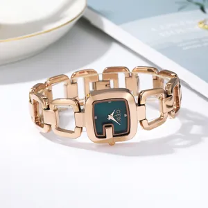 GEDI Montre à Quartz de Luxe pour Femme Cadran Carré Bracelet en Alliage Avec Strass Élégante Montre-Bracelet Bijoux Vintage