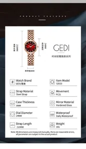 Specifiche dettagliate dell'orologio oro rosa con quadrante bordeaux e cristalli