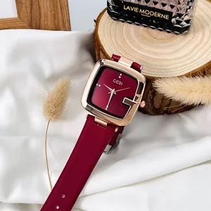 Damen Mode Quadratische Quarzuhr Roségold Legierung Gehäuse Lederarmband Strass Elegant Vintage Damen Armbanduhr Wasserdicht 30M Schmuck Geschenk