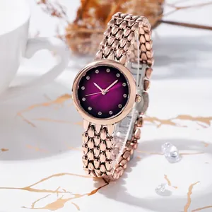 Orologio al Quarzo da Donna alla Moda Quadrante con Strass Lussuoso Impermeabile Oro Rosa Cinturino in Acciaio Inossidabile Elegante