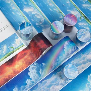 Set de cintas washi con diseños de nubes y paisajes naturales para decorar agendas