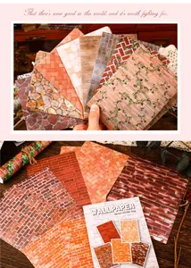 Macrodetail van retro behangtextuur stickers voor DIY journaling en scrapbooking