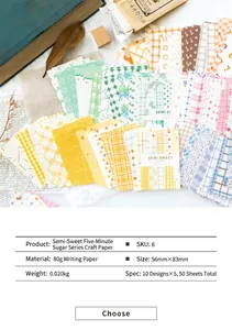 50 Blatt dekoratives Scrapbooking-Papier mit buntem Karomuster und Vintage-Requisiten