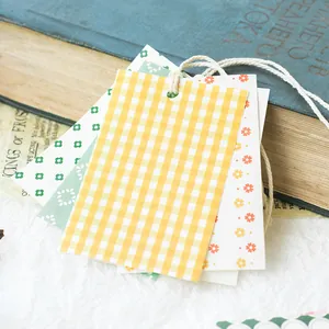 Retro-Deko-Karton-Set mit Blumenmustern und Baumwollschnüren für Scrapbooking