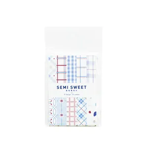 50 Stück blaues geometrisches Dekopapier für Scrapbooking und DIY-Tagebücher