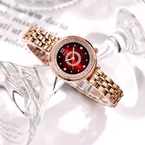 GEDI Montre à Quartz de Luxe pour Femme Cadran Strass Ciel Étoilé Bracelet en Alliage Étanche Dos en Acier Inoxydable