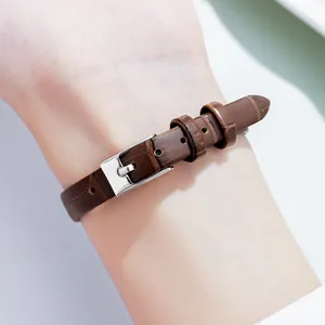 Elegant retro roman style women's watch with dark brown embossed leather strap