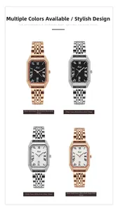 Lot de quatre montres à quartz pour femmes avec boîtier octogonal et chiffres romains