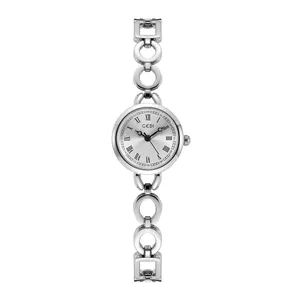 Orologio GEDI da donna in argento con quadrante romano e cinturino a catena geometrica