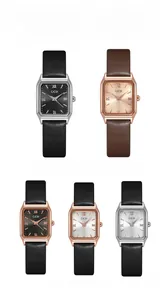Plusieurs montres à quartz carrées vintage avec bracelets en cuir en argent et or rose