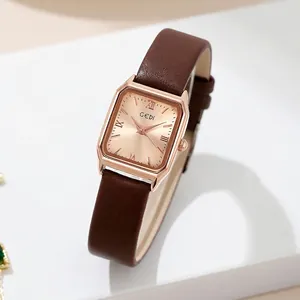 Élégante Montre à Quartz Carrée pour Femme Bracelet en Cuir Mode Rétro Petit Cadran Étanche Montre-Bracelet pour Femme Décontractée et Élégante
