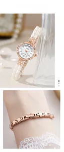 Detailansicht der GEDI Quarzuhr mit Perlenarmband und Perlmutt-Zifferblatt in Roségold