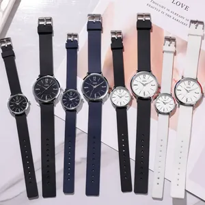 Montres à quartz GEDI minimalistes pour couples avec bracelets silicone en noir, bleu et blanc