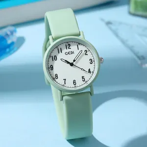 GEDI Fashion Silicone Waterproof Quartz Watch For Women Students Minimalist Candy Color Analog Wristwatch 30M Water Resistant