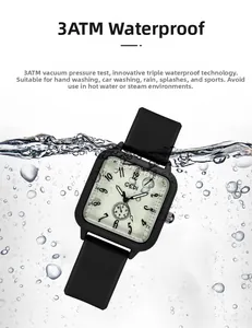 Macro shot of GEDI square watch underwater demonstrating its 3ATM waterproof performance
