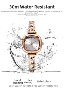 Dettaglio macro dell'orologio al quarzo oro rosa con quadrante argento e resistenza 30m
