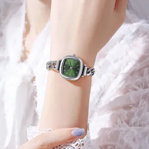 Orologio GEDI donna quadrato argento con quadrante verde smeraldo e bracciale a catena