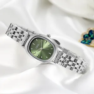 Montre À Quartz Pour Femmes Élégant Cadran Ovale Bracelet En Acier Inoxydable Étanche Luxe Minimaliste Mode Affaires