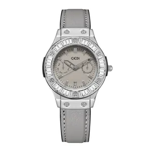 Reloj GEDI gris Morandi para mujer con bisel de cristal y esfera de cuarzo multifuncional