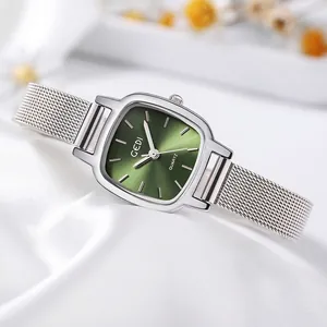 Montre à Quartz Carrée Élégante pour Femme Boîtier en Alliage Bracelet en Maille d'Acier Inoxydable Étanche Bijoux Cadeau