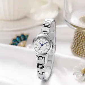 GEDI Orologio al Quarzo da Donna Bracciale in Lega Quadrante Piccolo Resistente all'Acqua Strass Lancette Blu Orologio da Polso Elegante alla Moda