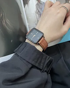 GEDI Women Square Quartz Watch With Calendar Date Rhinestone Markers Crocodile Pattern Leather Strap Waterproof Fashion Wristwatch